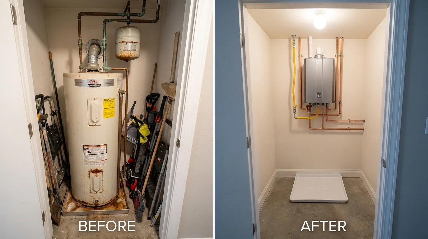 Tank water heater versus wall-mounted tankless unit comparison for Grafton, MA homeowners